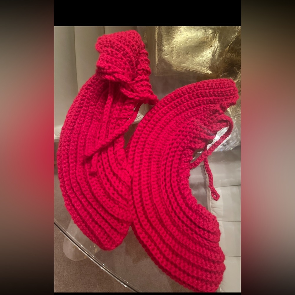 Handmade Red Crochet granny house shoes sz OS